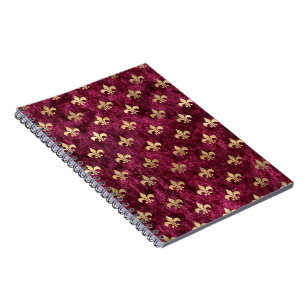 Caderno Espiral Padrão Orleans de Red Velvet Fleur De Lis Mardi