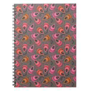 Caderno Espiral Padrão Paisley.