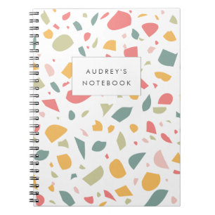 Caderno Espiral Padrão pastel moderno de terrazzo