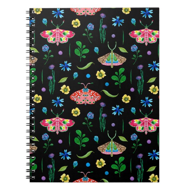 Caderno Espiral Padrão perfeito brilhante com borboleta multicolor (Frente)