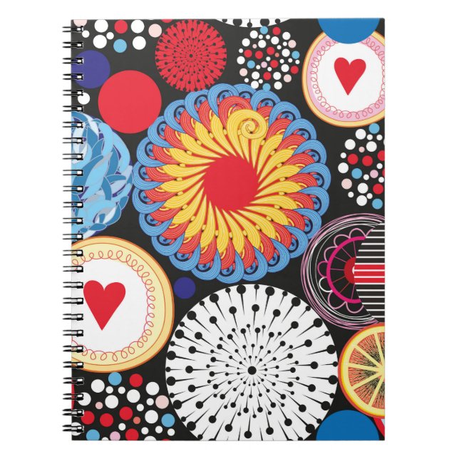 Caderno Espiral Padrão perfeito brilhante de diferentes elementos  (Frente)