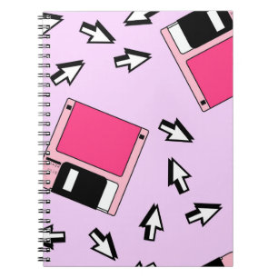 Caderno Espiral Padrão perfeito com disquete colorido em vapor
