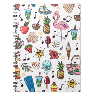 Caderno Espiral Padrão perfeito com elementos de verão. ilustração