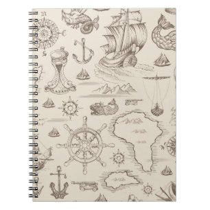 Caderno Espiral Padrão perfeito de abstrato de colheita no tema de