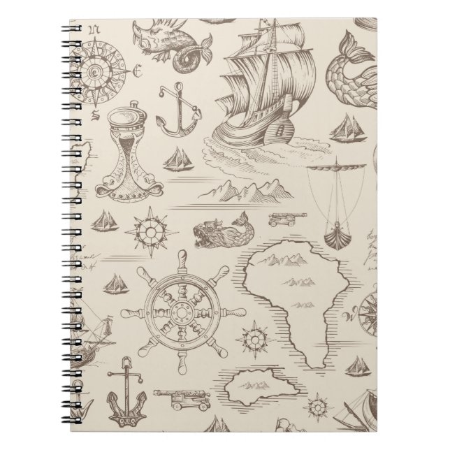 Caderno Espiral Padrão perfeito de abstrato de colheita no tema de (Frente)