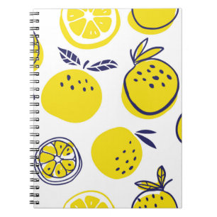 Caderno Espiral Padrão perfeito de frutas de laranjas