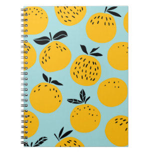 Caderno Espiral Padrão perfeito de frutas de laranjas