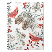 Padrão perfeito de Natal, aves cardeais, vermelho