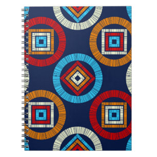 Caderno Espiral Padrão perfeito do Bolinhas. Mosaico de figos étni