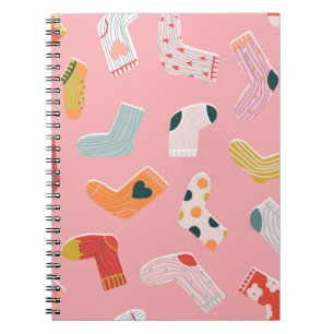 Caderno Espiral Padrão perfeito do Meias. Rua de desenho animado 