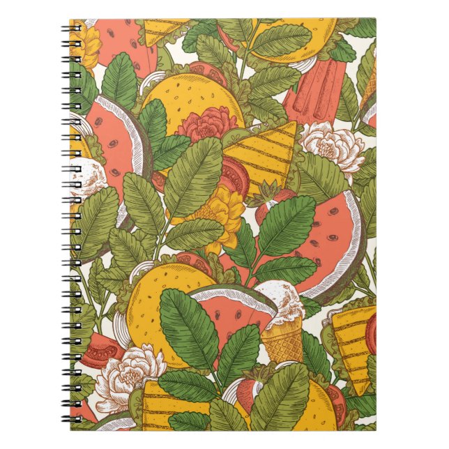 Caderno Espiral Padrão perfeito na comida de Verão. Sanduíches, so (Frente)