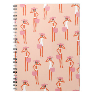 Caderno Espiral Padrão perfeito no verão. Mulher linda
