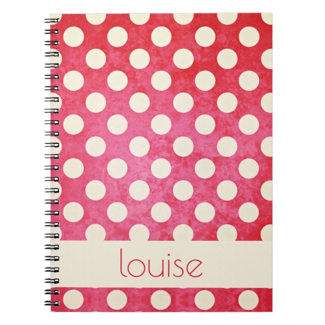 Caderno Espiral Padrão Personalizado de Bolinhas Vermelha Sem Bran (Frente)