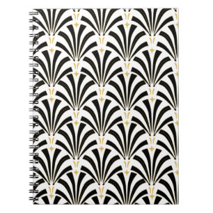 Caderno Espiral Padrão Personalizado dos Ventiladores da Art Deco