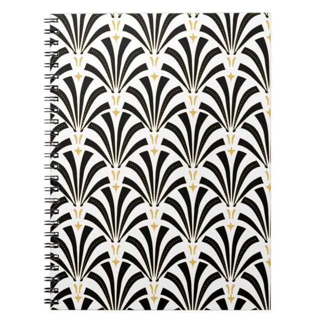 Caderno Espiral Padrão Personalizado dos Ventiladores da Art Deco (Frente)