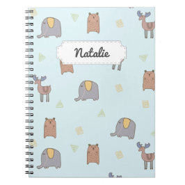 Caderno Espiral Padrão Personalizável De Animais Escandinavos Cuto