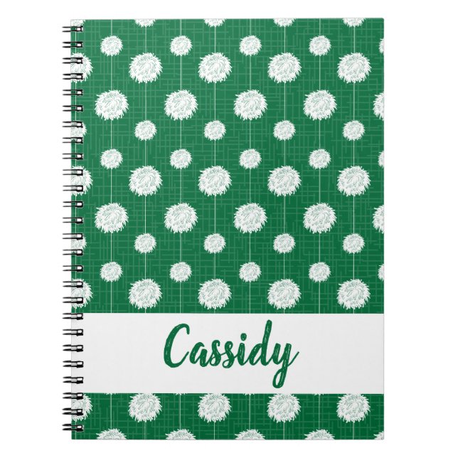 Caderno Espiral Padrão Pom De Cheerleader Verde (Frente)