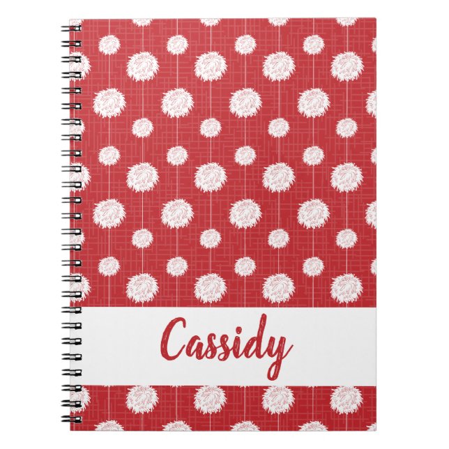 Caderno Espiral Padrão Pom De Cheerleader Vermelho (Frente)