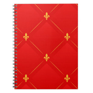 Caderno Espiral Padrão popular em vermelho e dourado