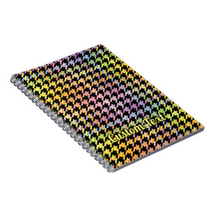 Caderno Espiral Padrão Rainbow Houndstooth