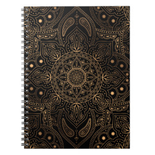 Caderno Espiral Padrão real e uniforme de mandala oriental
