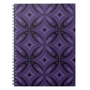 Caderno Espiral Padrão Retro de Cor Roxa Escura