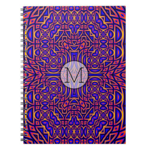 Caderno Espiral Padrão Retro de Kaleidoscópio Clássico