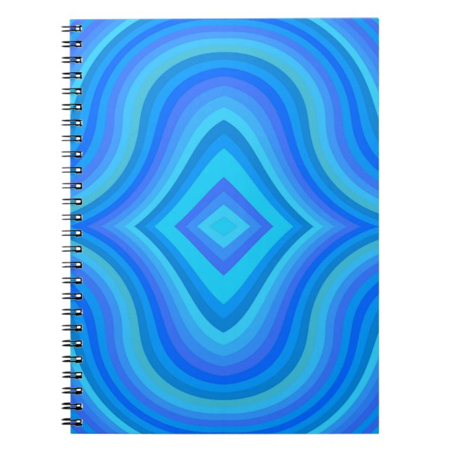 Caderno Espiral Padrão retroativo azul (Frente)