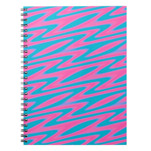 Caderno Espiral Padrão rosa e turquesa (Frente)