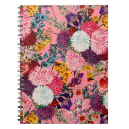 Caderno Espiral Padrão Rosa Floral