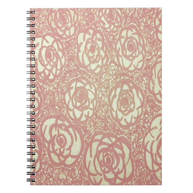 Caderno Espiral Padrão Rosa Rosa Rosa bonito (Frente)
