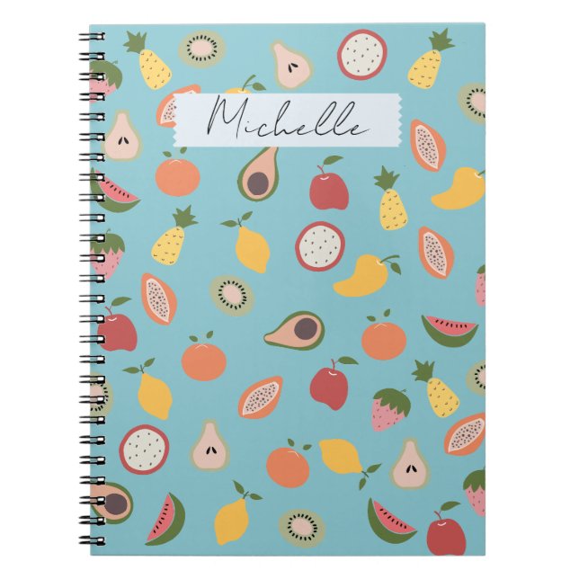 Caderno Espiral Padrão Rustic Fruta (Frente)