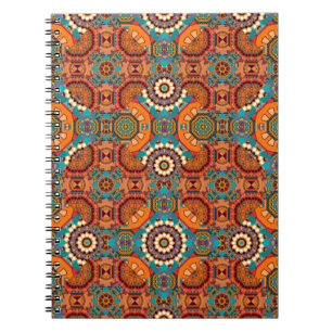 Caderno Espiral Padrão sem costura a partir de mandalas pintadas e
