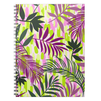 Caderno Espiral Padrão sem costura botânico misturado com sh geomé