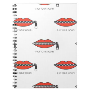 Caderno Espiral Padrão sem costura com a boca da mulher com o fec