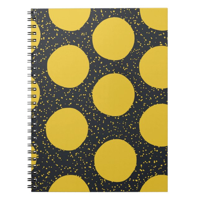 Caderno Espiral Padrão sem costura com bolinhas amarelas (Frente)