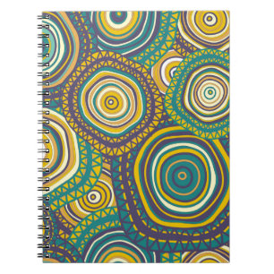 Caderno Espiral Padrão sem costura com círculo ornamental desenhad