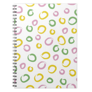 Caderno Espiral Padrão sem costura com círculos coloridos, rosa, g