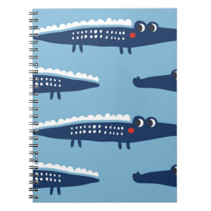 Caderno Espiral Padrão sem costura com crocodilos