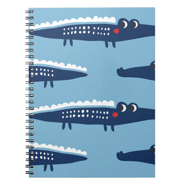 Caderno Espiral Padrão sem costura com crocodilos (Frente)