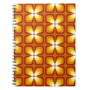 Caderno Espiral Padrão sem costura com elementos florais de abstra