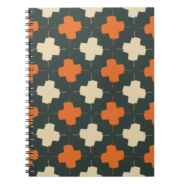Caderno Espiral Padrão sem costura com elementos geométricos brilh (Frente)