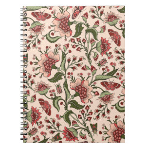 Caderno Espiral Padrão sem costura com flores de fantasia, parede