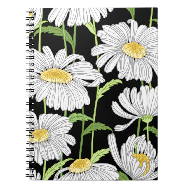 Caderno Espiral padrão sem costura com flores de verão (Frente)