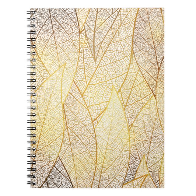 Caderno Espiral Padrão sem costura com folhas de ouro (Frente)
