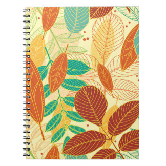 Caderno Espiral Padrão sem costura com folhas de outono 