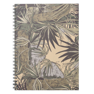 Caderno Espiral Padrão sem costura com folhas de palma, padrão bri