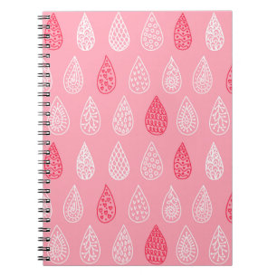 Caderno Espiral Padrão sem costura com gotas de água de rabisco