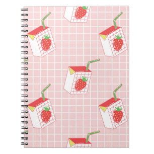 Caderno Espiral Padrão sem costura com leite de animação fofo