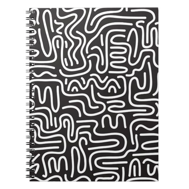 Caderno Espiral Padrão sem costura com linhas onduladas de rabisco (Frente)
